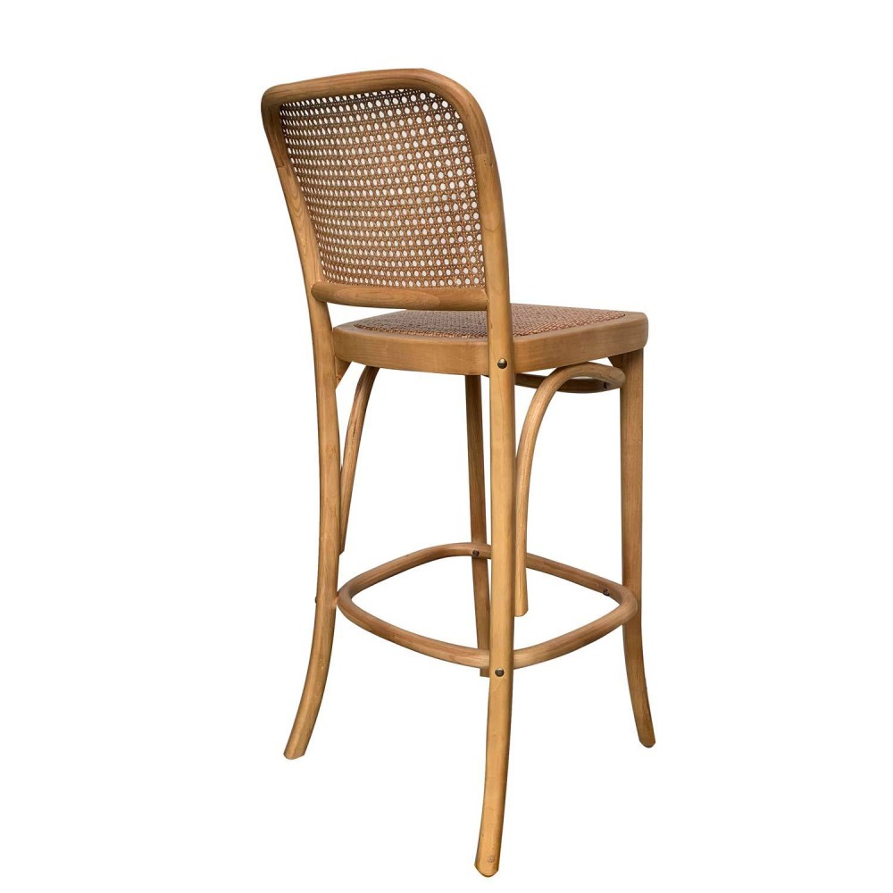 TABOURET EN BOIS ET ROTIN HOFFMAN