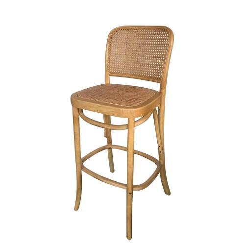 TABOURET EN BOIS ET ROTIN HOFFMAN