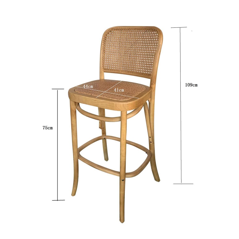 TABOURET EN BOIS ET ROTIN HOFFMAN