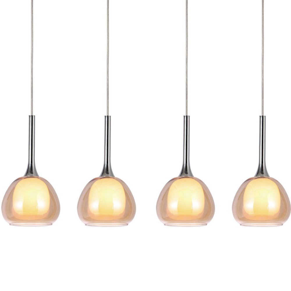 LAMPE SUSPENDUE 4 LUMIÈRES AMBRE HUBA - Suspension 