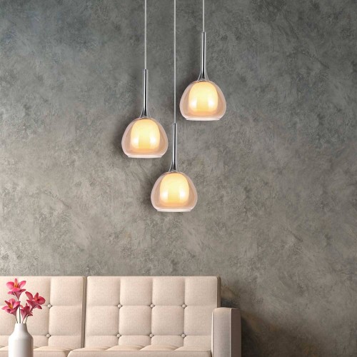 LAMPE SUSPENDUE 3 LUMIÈRES AMBRE HUBA - Suspension 
