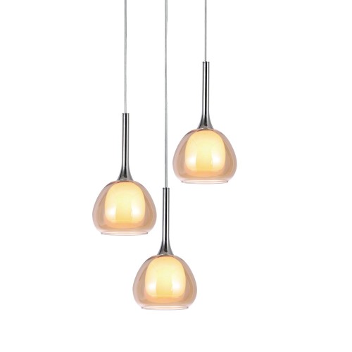 LAMPE SUSPENDUE 3 LUMIÈRES AMBRE HUBA - Suspension 