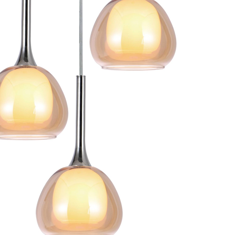 LAMPE SUSPENDUE 3 LUMIÈRES AMBRE HUBA - Suspension 
