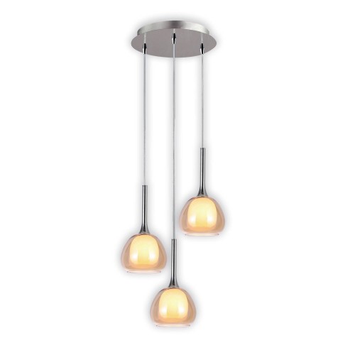 LAMPE SUSPENDUE 3 LUMIÈRES AMBRE HUBA - Suspension 