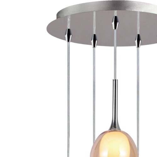 LAMPE SUSPENDUE 5 LUMIÈRES AMBRE HUBA - Suspension 