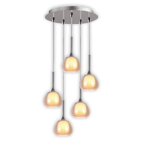 LAMPE SUSPENDUE 5 LUMIÈRES AMBRE HUBA - Suspension 