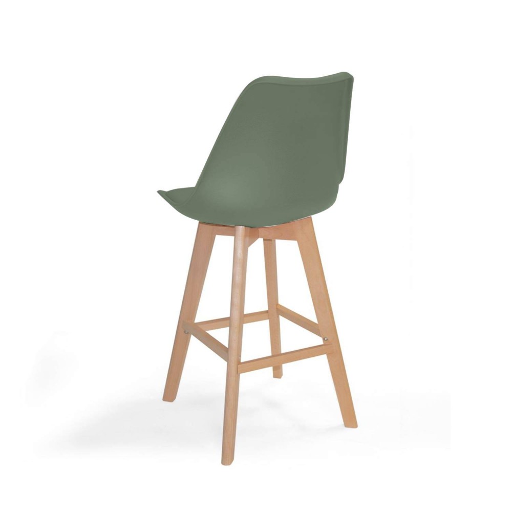 TABOURET MOYEN NEW TOWER WOOD VERT KALE - Tabourets de bar 