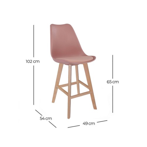 TABOURET HAUT NEW TOWER WOOD NUDE - Tabourets de bar 