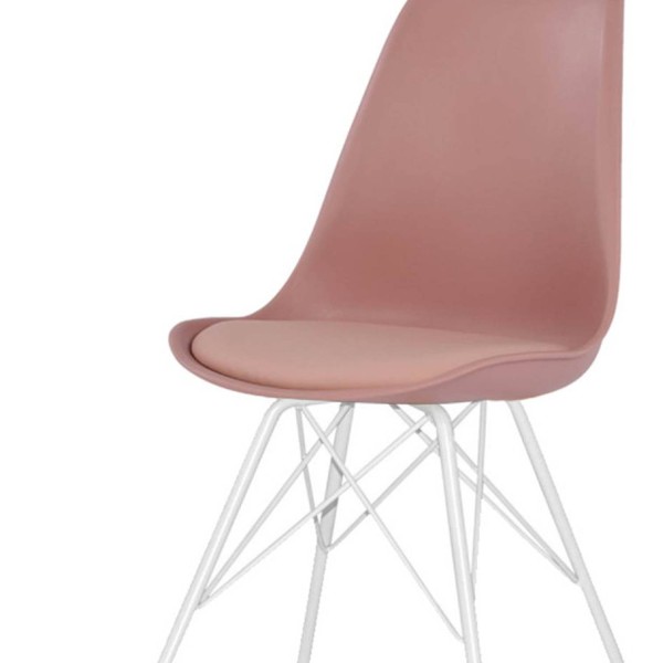 Chaise Tower Metal blanc nude, structure métallique élégante avec assise tapissée 2