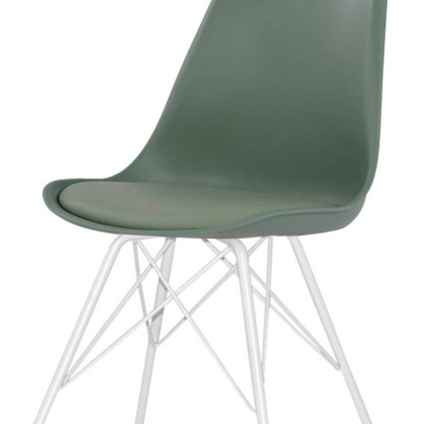 Chaise Tower Metal blanche vert kale, combinaison métallique moderne et colorée 2