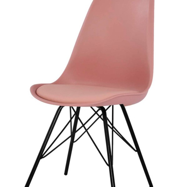 Chaise Tower Metal noire teinte nude, design industriel avec tapisserie bicolore 2