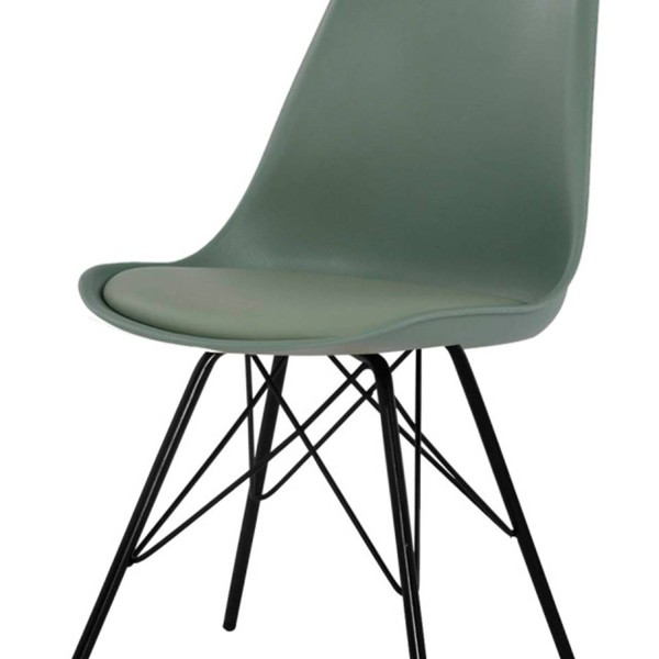 Chaise Tower Metal noire vert kale, structure métallique de style urbain 2