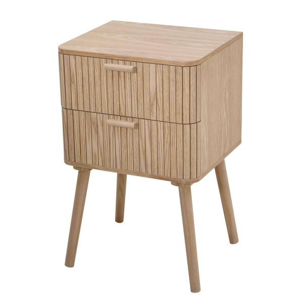 Table d'appoint Texas avec 2 tiroirs, design en bois avec double rangement