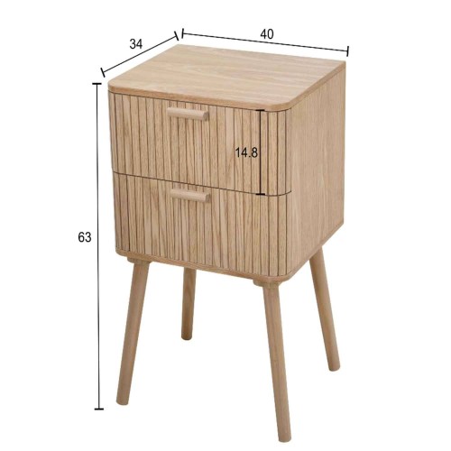 Table de chevet naturelle avec 2 tiroirs | Vente de Meubles Online