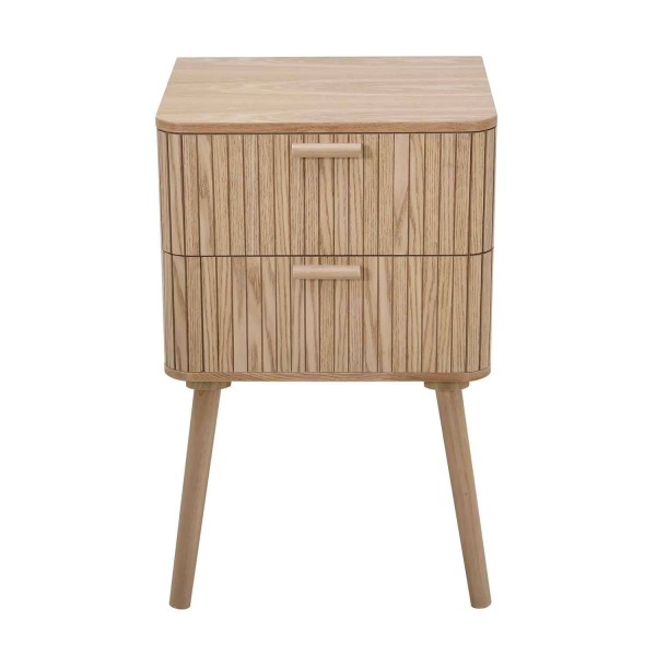 Table d'appoint Texas avec 2 tiroirs, design en bois avec double rangement 2