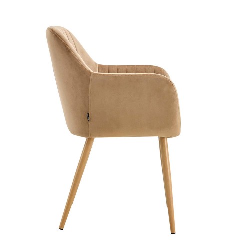 Fauteuil Berta coloris sable, tapisserie douce avec structure moderne