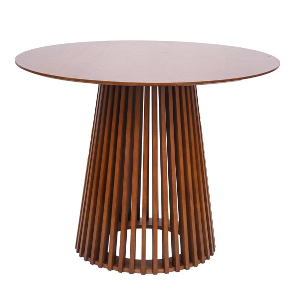 Table de repas Tina ronde Ø100 cm en noyer, bois naturel à finition chaleureuse