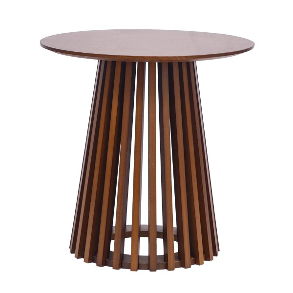 Table basse Tina Ø50 cm en noyer, petite table d'appoint en bois naturel 2