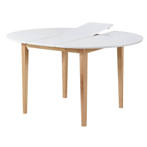 Table ronde extensible Zira naturel blanche | Vente de Meubles Online