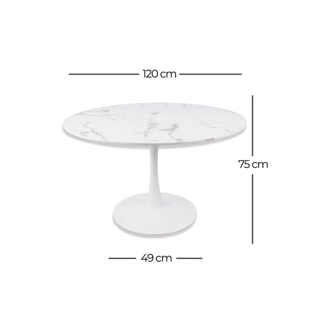 Table Ibiza ronde Ø120 CM marbre blanc | Vente de Meubles Online