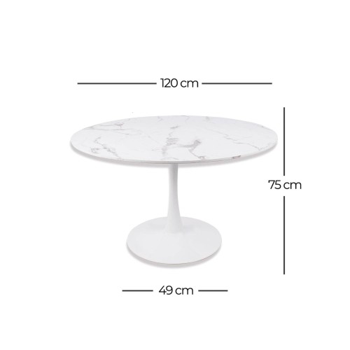 Table Ibiza ronde Ø120 CM marbre blanc | Vente de Meubles Online