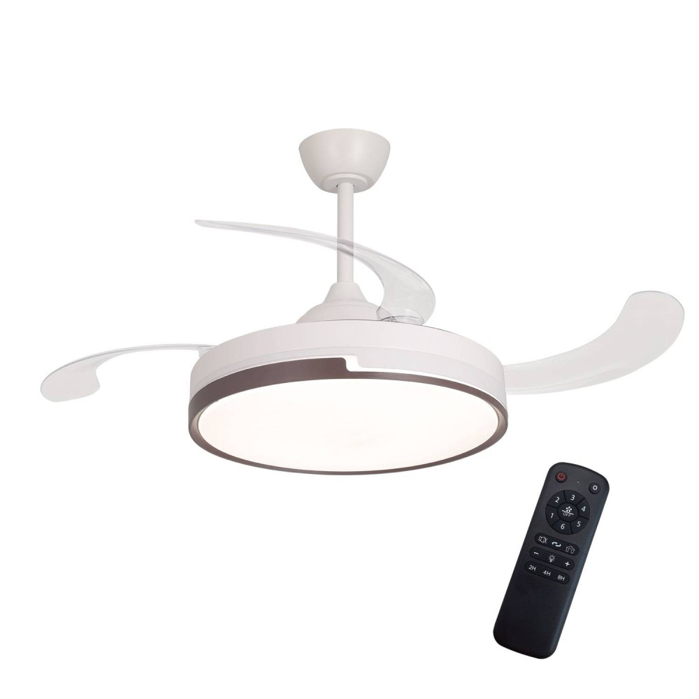 Ventilateur de plafond Penny 4 pales pliables, éclairage LED 48W haute puissance