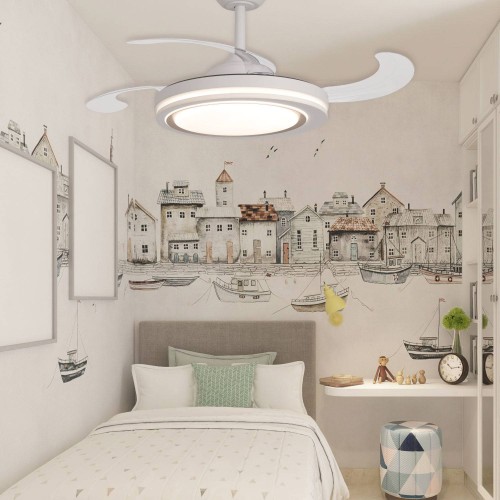 Ventilateur à 4 pales pliables LED 38W Bakar | Vente de Meubles Online
