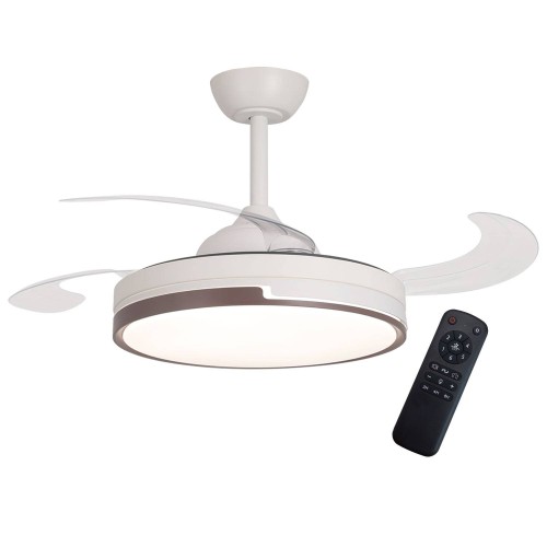 Ventilateur de plafond Penny 4 pales pliables, éclairage LED intégré 38W