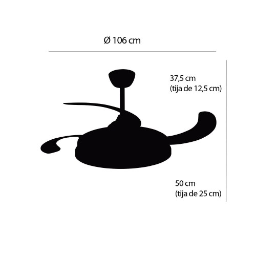 Ventilateur 4 pales pliables LED 48W Bakar | Vente de Meubles Online