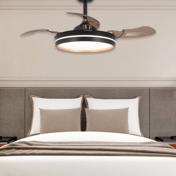 Ventilateur Tyrion noir 4 pales pliables et LED 24W, design compact 2