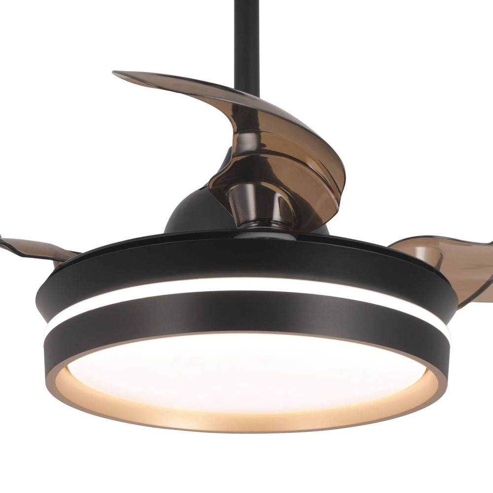 Ventilateur noir Tyrion 4 pales pliables LED 24W | Vente de Meubles Online