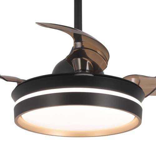Ventilateur noir Tyrion 4 pales pliables LED 24W | Vente de Meubles Online