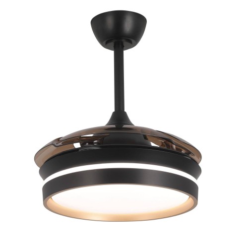 Ventilateur noir Tyrion 4 pales pliables LED 24W | Vente de Meubles Online