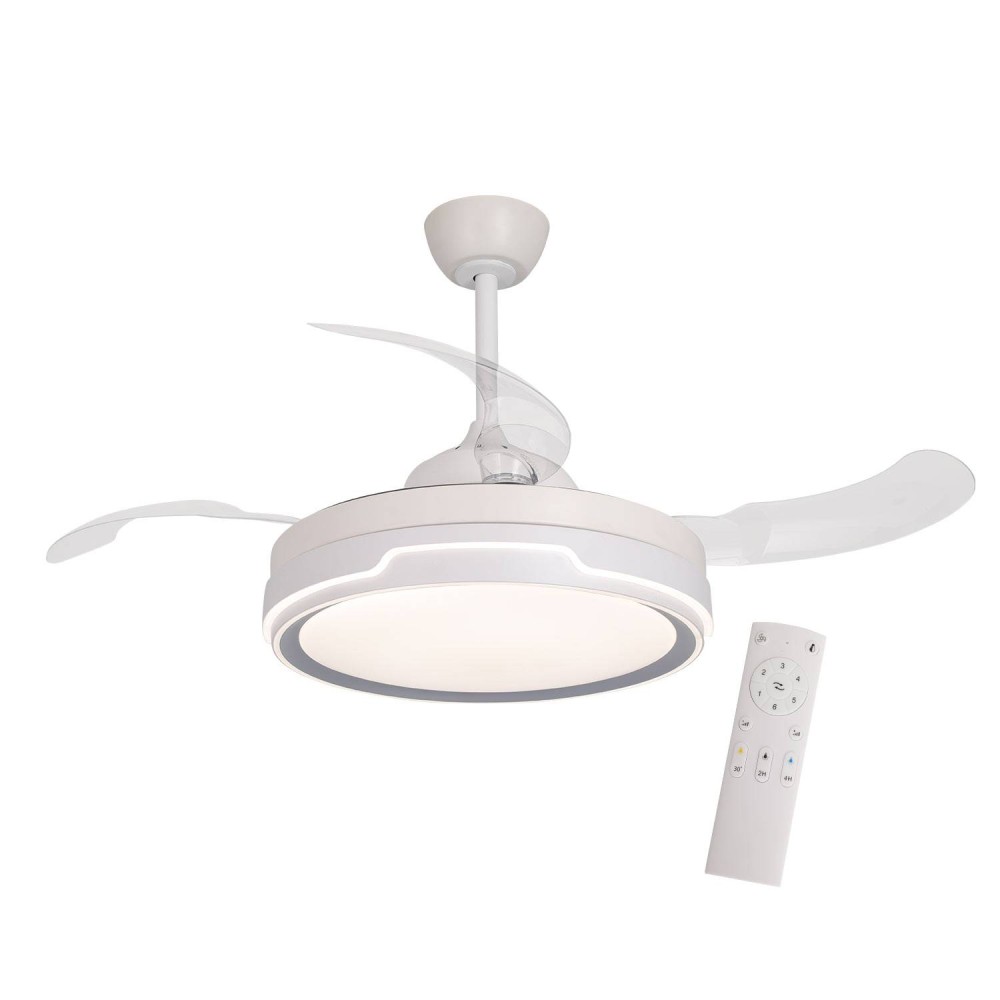 Ventilateur WIFI Silver 4 pales pliables, LED 35W avec contrôle intelligent