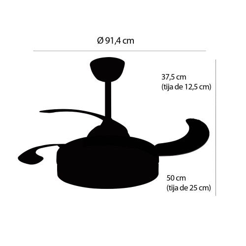 Ventilateur à 4 pales pliables LED 38W Argus | Vente de Meubles Online