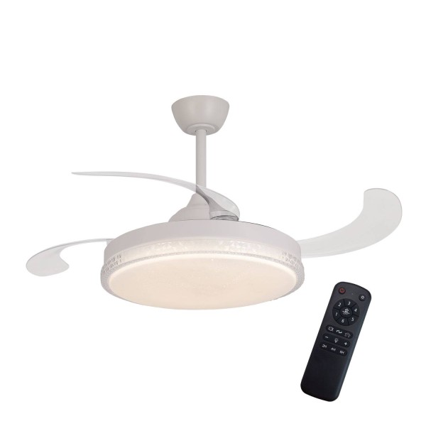 Ventilateur Klaas 4 pales pliables et LED 48W, design contemporain