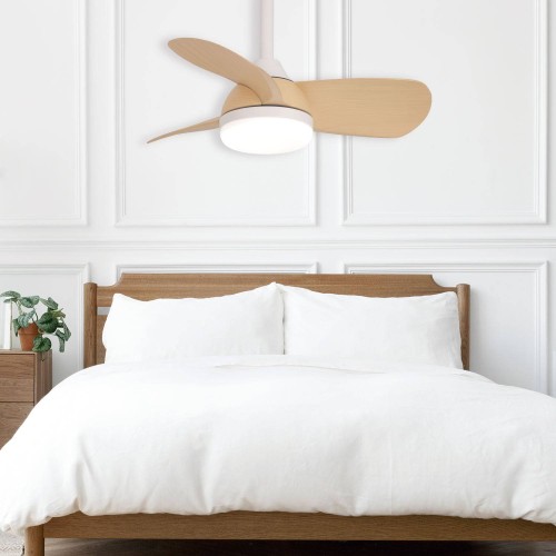 Ventilateur 3 pales bois LED 17W Cuki | Vente de Meubles Online