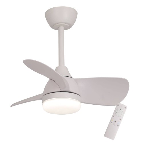 Ventilateur Cuki blanc 3 pales et LED 17W, compact et décoratif
