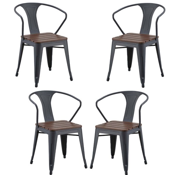 Pack 4 chaises Orleans en bois, jeu de chaises pour salle à manger