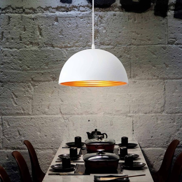 Suspension Dubuo 1 lumière blanche, design minimaliste à finition blanche 2