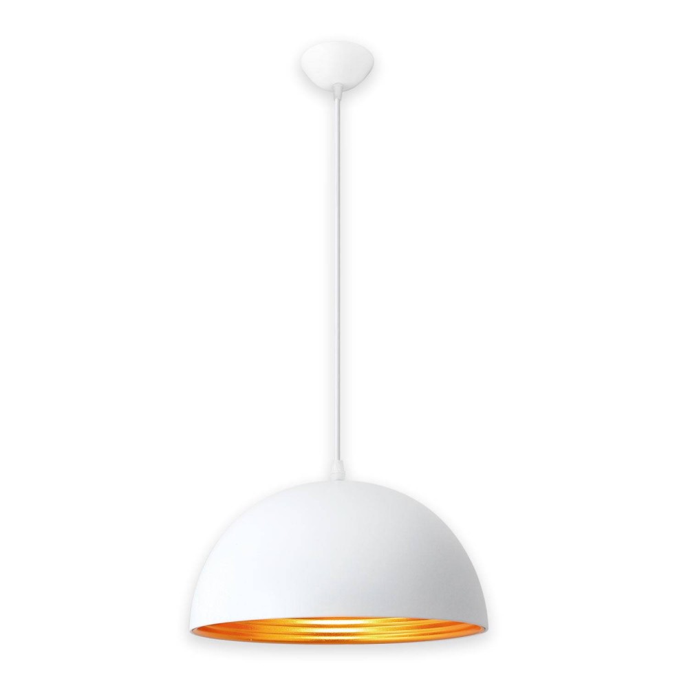 Suspension Dubuo 1 lumière blanche, design minimaliste à finition blanche
