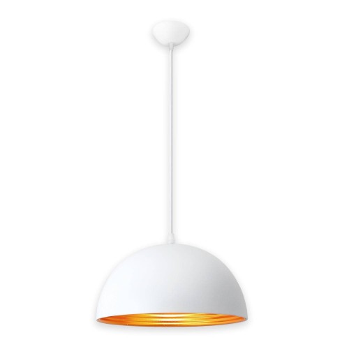 Suspension Dubuo 1 lumière blanche, design minimaliste à finition blanche