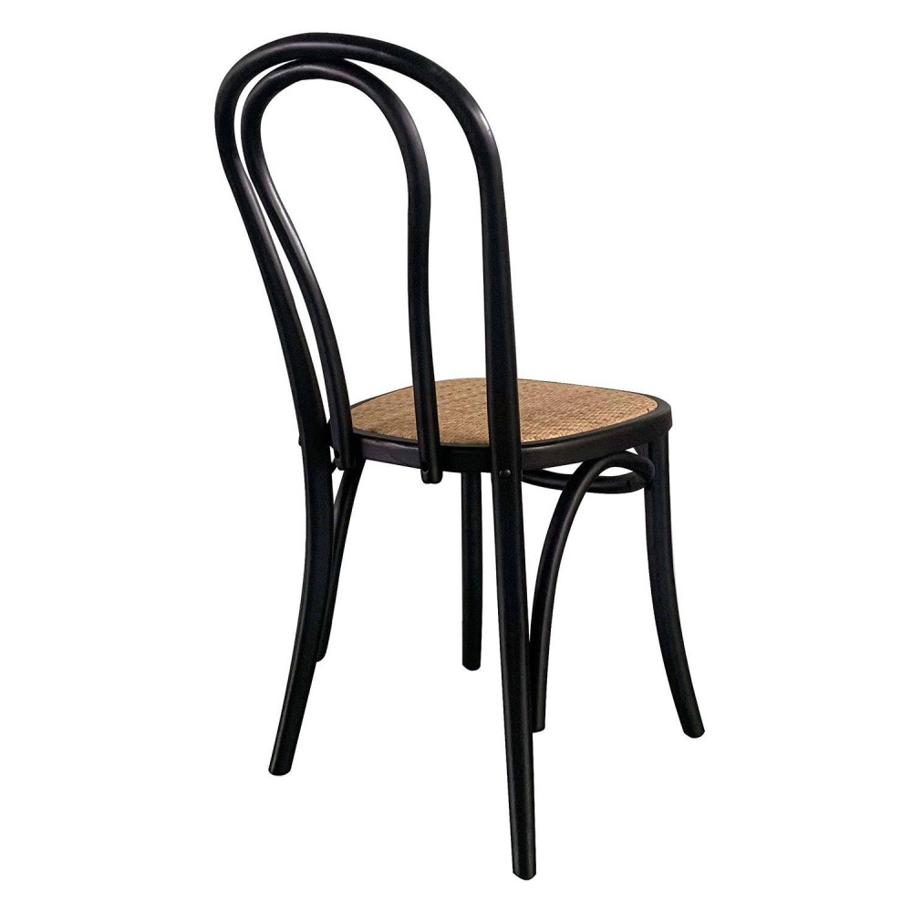 Pack 4 chaises Folie noires en bois et rotin | Vente de Meubles Online