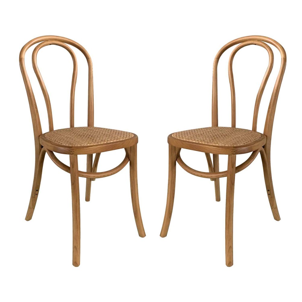 Pack 2 chaises Folie en rotin naturel, duo artisanal style boho-chic