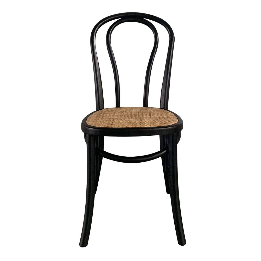 Pack 2 chaises Folie noires en bois et rotin | Vente de Meubles Online