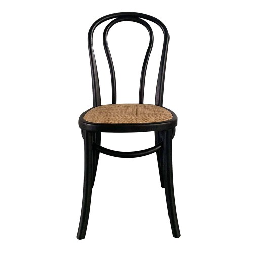 Pack 2 chaises Folie noires en bois et rotin | Vente de Meubles Online