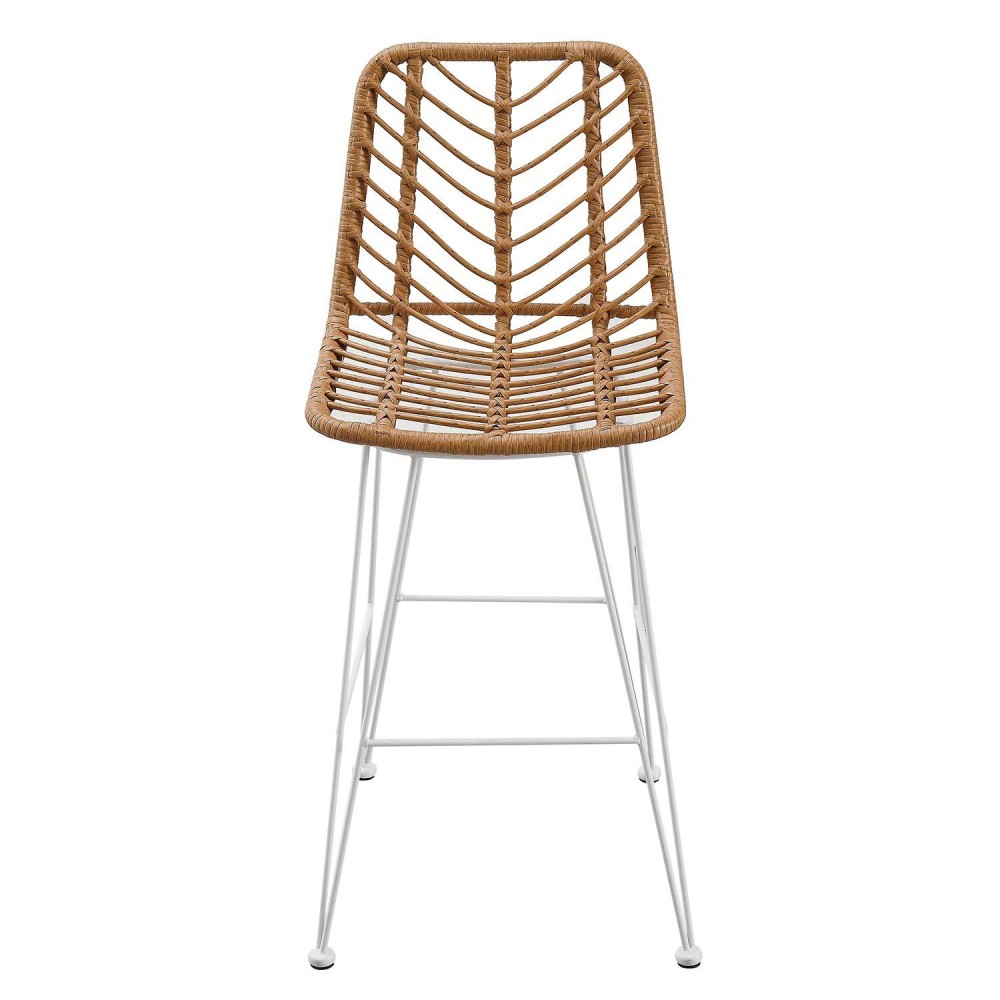 Tabouret Haut Raffles en Rotin et Pieds Blancs | Vente de Meubles Online