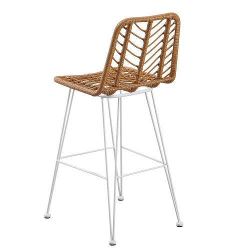 Tabouret Haut Raffles en Rotin et Pieds Blancs | Vente de Meubles Online