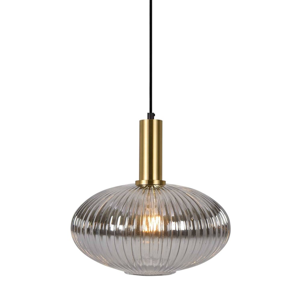 Lampe suspendue 1 lumière ovale fumée - Vente Meubles Online