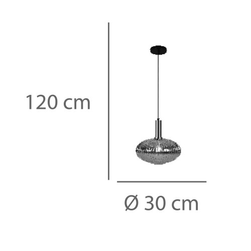 Lampe suspendue 1 lumière ovale fumée - Vente Meubles Online